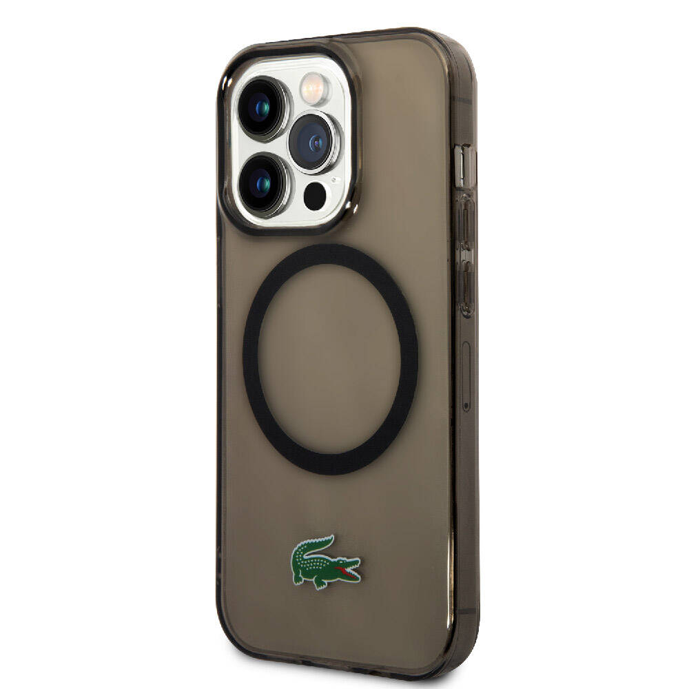 Lacoste iPhone 15 Pro Max Orjinal Lisanslı Magsafe Şarj Özellikli Transparan Timsah Logo Baskılı Telefon Kılıfı - 16