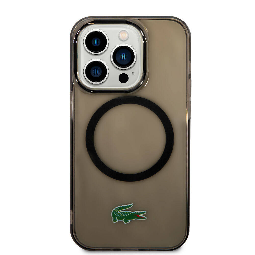 Lacoste iPhone 15 Pro Max Orjinal Lisanslı Magsafe Şarj Özellikli Transparan Timsah Logo Baskılı Telefon Kılıfı - 17