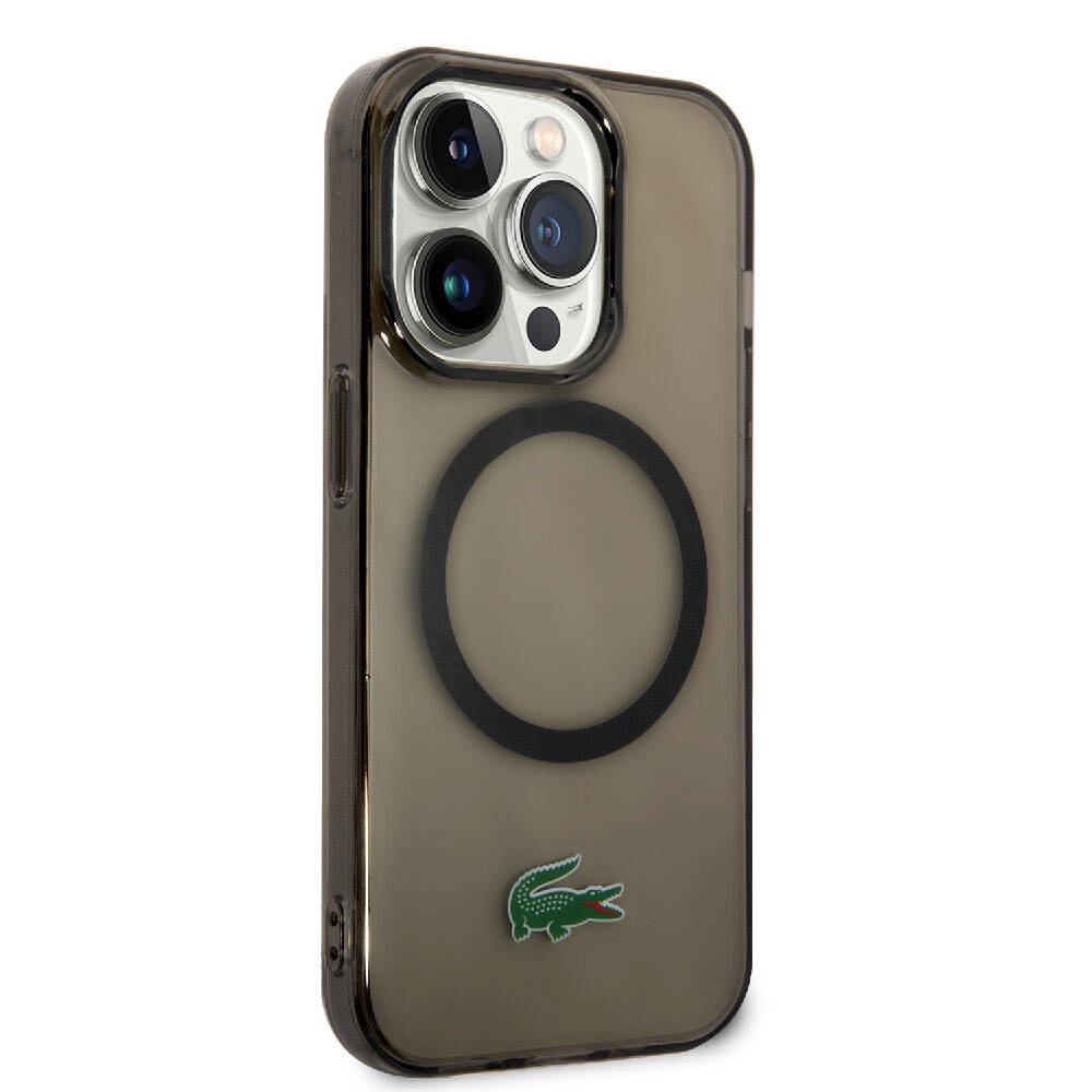 Lacoste iPhone 15 Pro Max Orjinal Lisanslı Magsafe Şarj Özellikli Transparan Timsah Logo Baskılı Telefon Kılıfı - 18