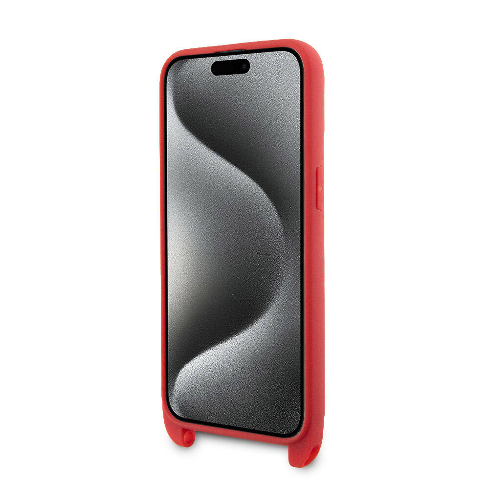 Lacoste iPhone 15 Pro Max Orjinal Lisanslı PU Pike Desenli Arka Yüzey Askılı İkonik Timsah Dokuma Logolu Telefon Kılıfı - 21