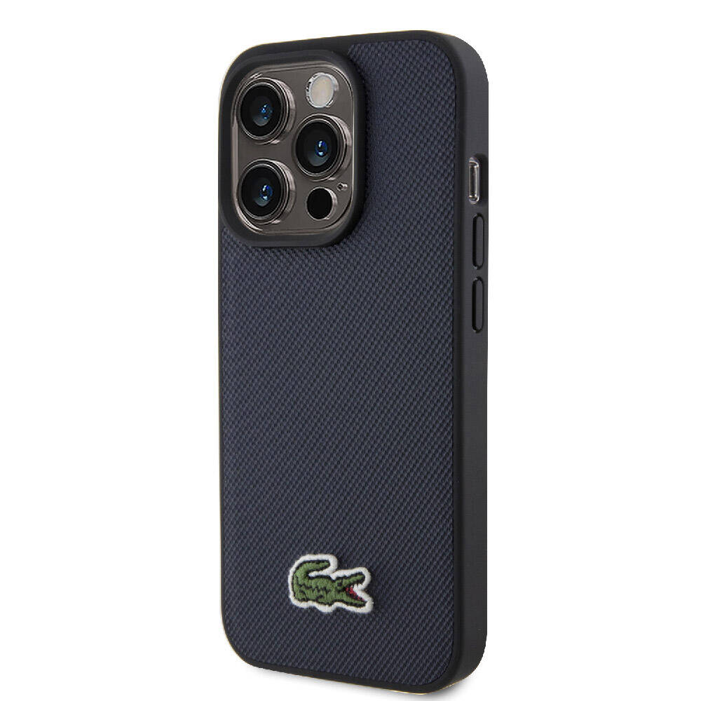 Lacoste iPhone 15 Pro Max Orjinal Lisanslı PU Pike Desenli Arka Yüzey İkonik Timsah Dokuma Logolu Telefon Kılıfı - 2