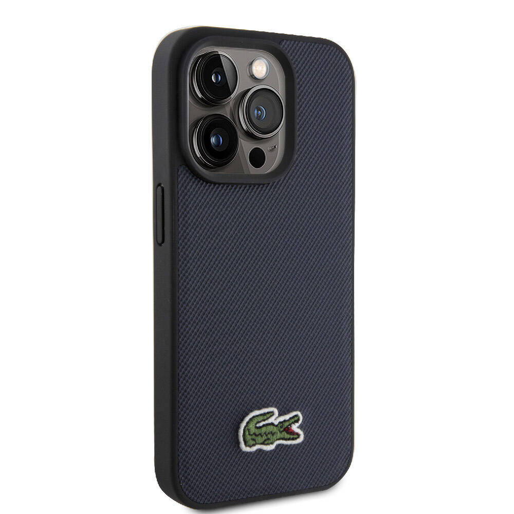 Lacoste iPhone 15 Pro Max Orjinal Lisanslı PU Pike Desenli Arka Yüzey İkonik Timsah Dokuma Logolu Telefon Kılıfı - 4