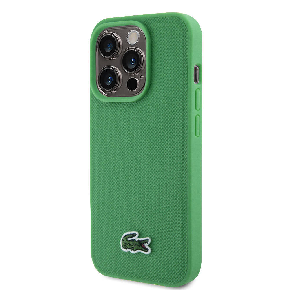 Lacoste iPhone 15 Pro Max Orjinal Lisanslı PU Pike Desenli Arka Yüzey İkonik Timsah Dokuma Logolu Telefon Kılıfı - 9