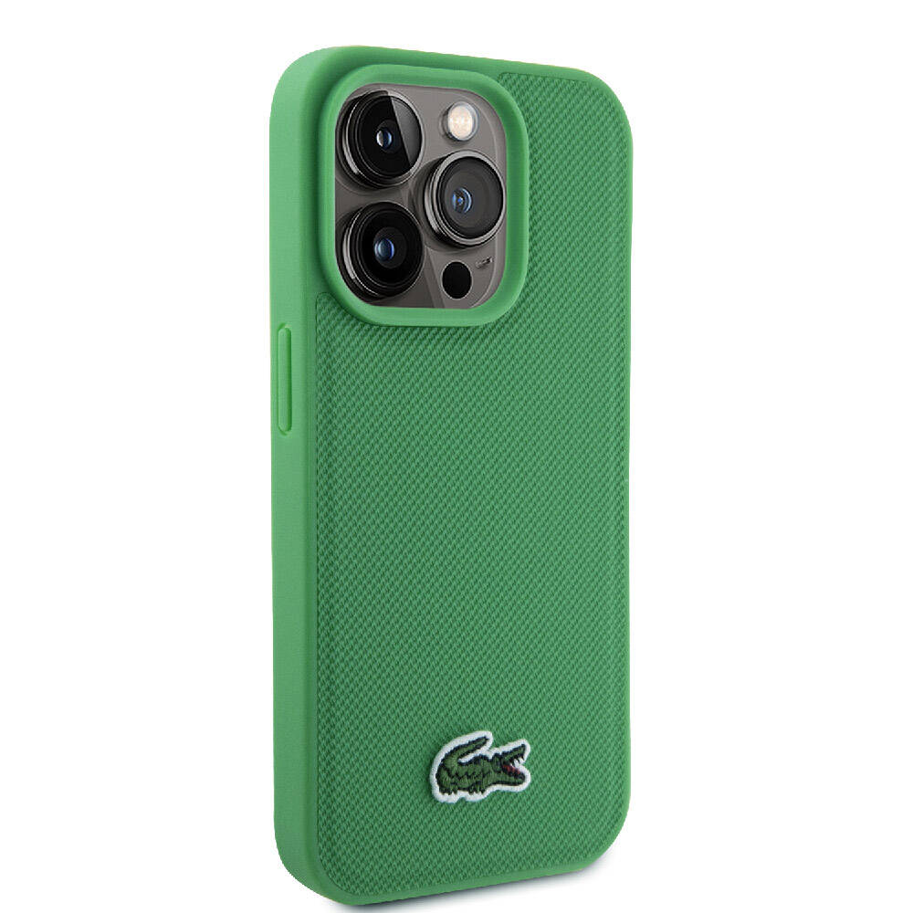 Lacoste iPhone 15 Pro Max Orjinal Lisanslı PU Pike Desenli Arka Yüzey İkonik Timsah Dokuma Logolu Telefon Kılıfı - 11