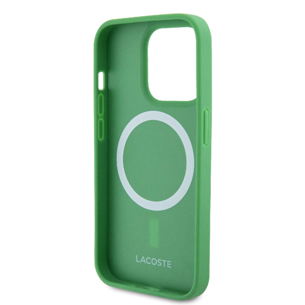 Lacoste iPhone 15 Pro Max Orjinal Lisanslı PU Pike Desenli Arka Yüzey İkonik Timsah Dokuma Logolu Telefon Kılıfı - 14