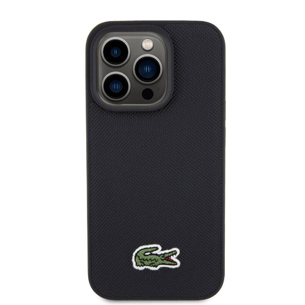 Lacoste iPhone 15 Pro Max Orjinal Lisanslı PU Pike Desenli Arka Yüzey İkonik Timsah Dokuma Logolu Telefon Kılıfı - 17