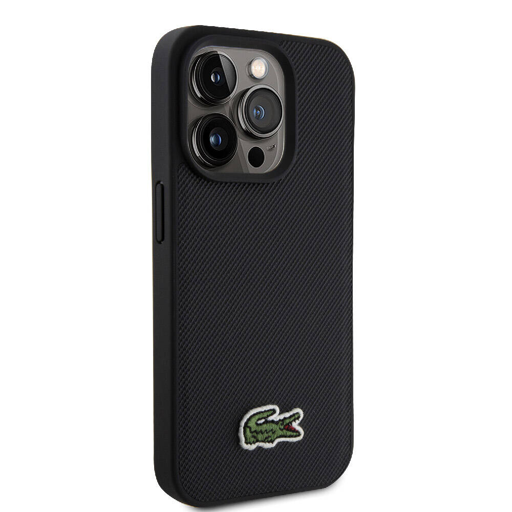 Lacoste iPhone 15 Pro Max Orjinal Lisanslı PU Pike Desenli Arka Yüzey İkonik Timsah Dokuma Logolu Telefon Kılıfı - 18