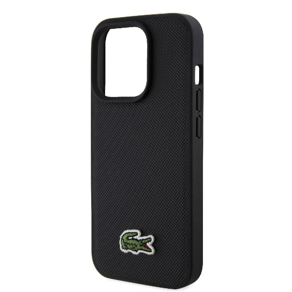 Lacoste iPhone 15 Pro Max Orjinal Lisanslı PU Pike Desenli Arka Yüzey İkonik Timsah Dokuma Logolu Kılıf
