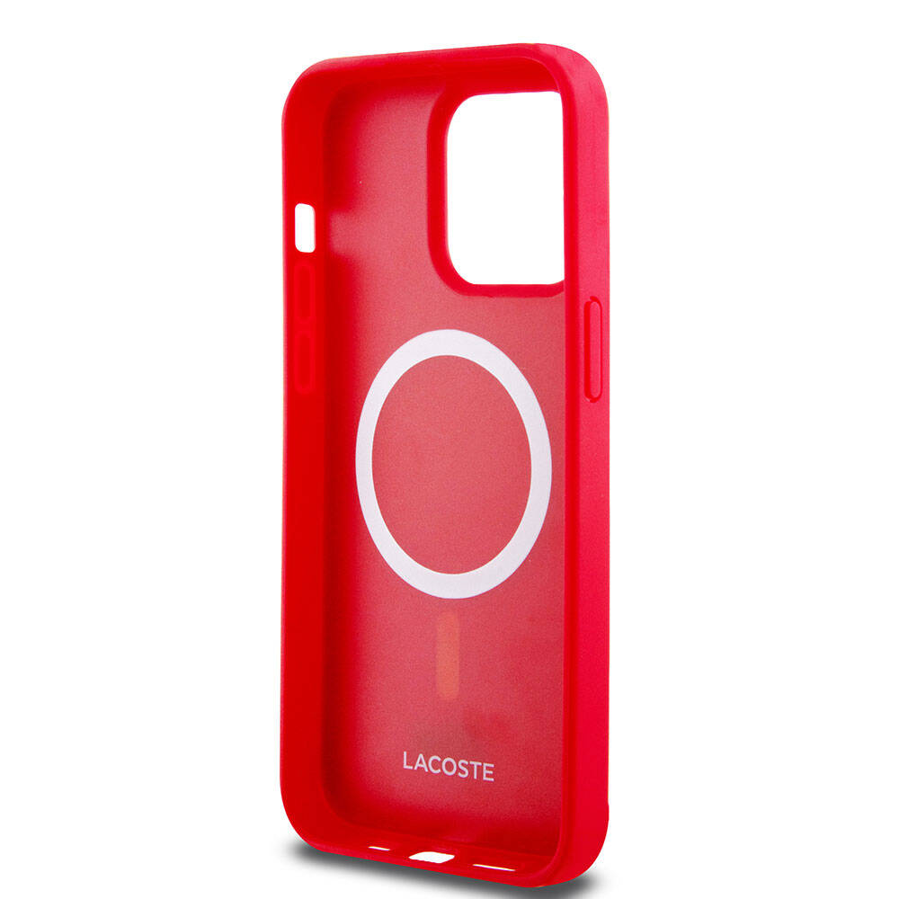 Lacoste iPhone 15 Pro Max Orjinal Lisanslı PU Pike Desenli Arka Yüzey İkonik Timsah Dokuma Logolu Kılıf