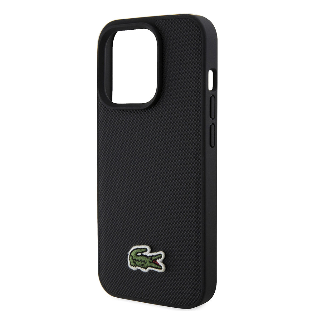 Lacoste iPhone 15 Pro Max Orjinal Lisanslı PU Pike Desenli Arka Yüzey İkonik Timsah Dokuma Logolu Kılıf + Type-C Kablo 1.5m