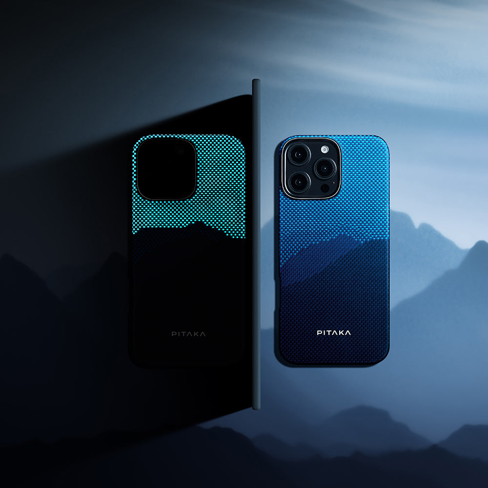 Pitaka Tactile Woven Starpeak Serisi iPhone 15 Pro Max M-safe Lumintex Teknolojili Fosforlu Özellikli Aramid Fiber Over The Horizon Kılıf