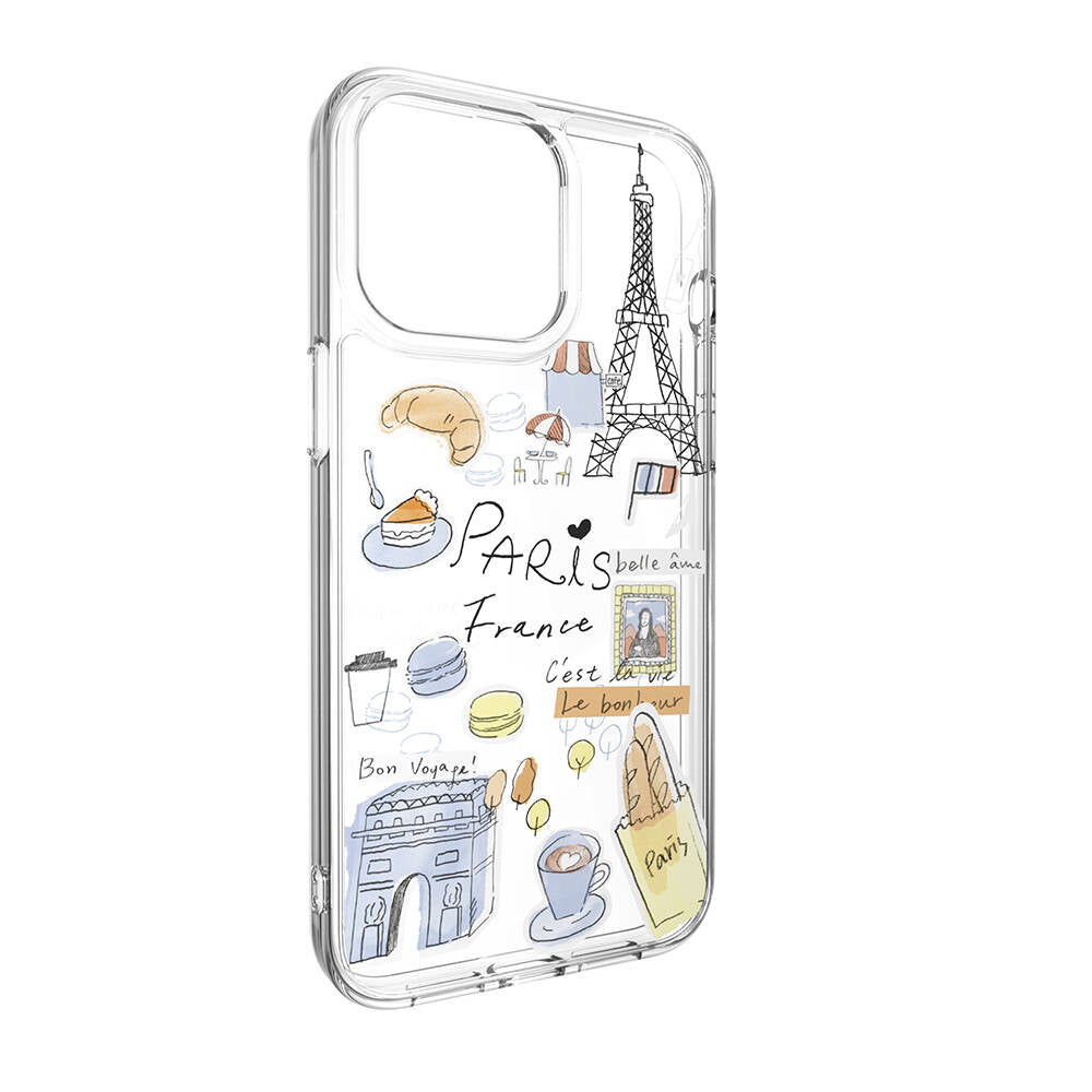 Switcheasy City-M Paris iPhone 15 Pro Max M-safe Şarj Özellikli Çizim Desenli Şok Önleyicili Şeffaf Lisanslı Kılıf