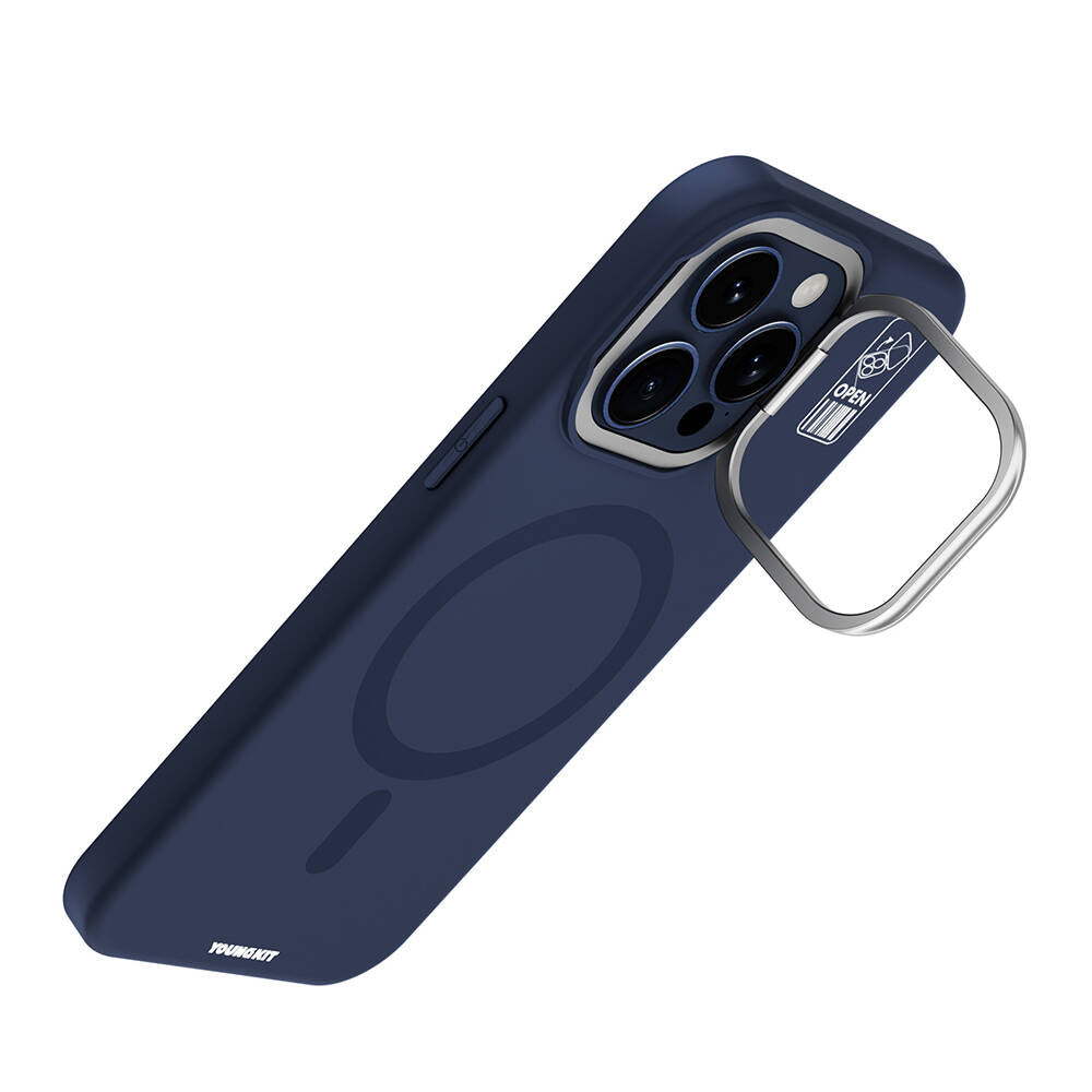 Youngkit Bitty Cream iPhone 15 Pro Max Magsafe Şarj Özellikli Kamera Standlı Silikon Telefon Kılıfı - 6