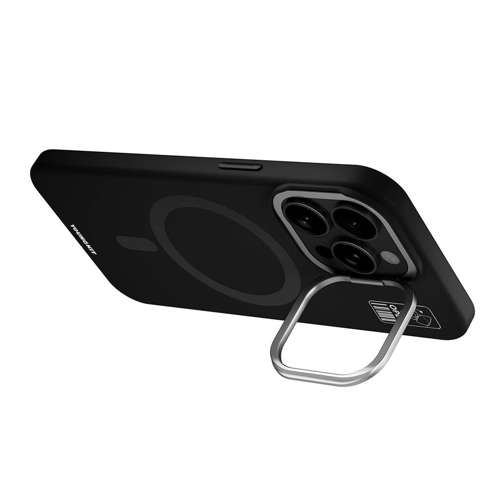 Youngkit Bitty Cream iPhone 15 Pro Max Magsafe Şarj Özellikli Kamera Standlı Silikon Telefon Kılıfı - 5