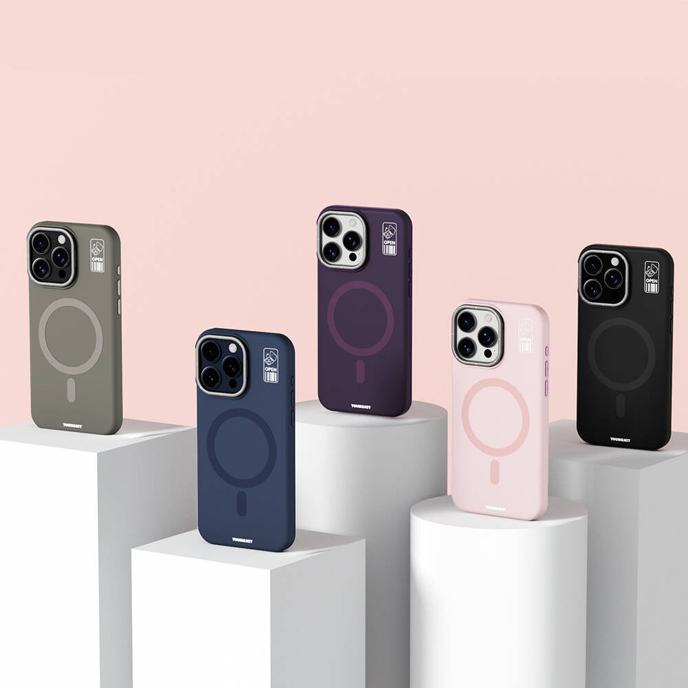 Youngkit Bitty Cream iPhone 15 Pro Max Magsafe Şarj Özellikli Kamera Standlı Silikon Telefon Kılıfı - 8