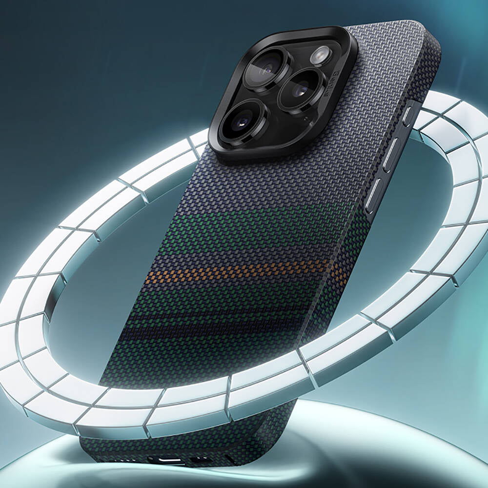 Benks Aurora ArmorAir iPhone 15 Pro Max M-safe Şarj Özellikli Karbon Fiber Tasarımlı Kevlar Kılıf