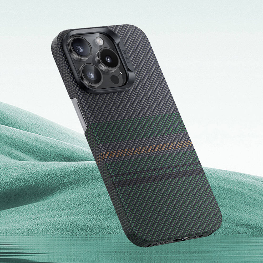 Benks Aurora ArmorAir iPhone 15 Pro Max M-safe Şarj Özellikli Karbon Fiber Tasarımlı Kevlar Kılıf