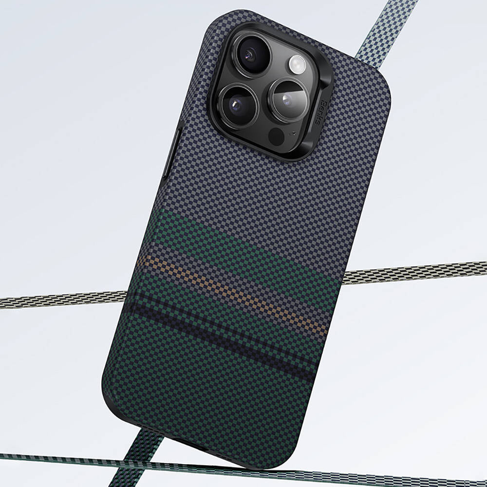 Benks Aurora ArmorPro iPhone 15 Pro Max M-safe Şarj Özellikli Karbon Fiber Tasarımlı Kevlar Kılıf