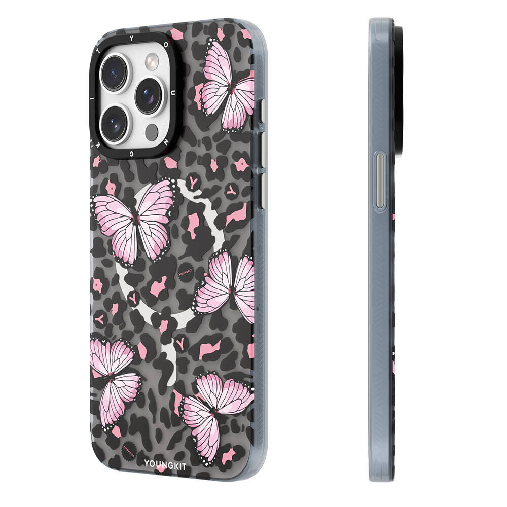 Youngkit Shadow Dance Serisi iPhone 15 Pro Max Magsafe Şarj Özellikli Kelebek Desenli Telefon Kılıfı - 10