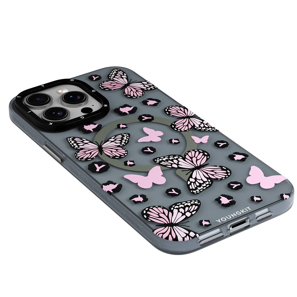 Youngkit Shadow Dance Serisi iPhone 15 Pro Max Magsafe Şarj Özellikli Kelebek Desenli Telefon Kılıfı - 6