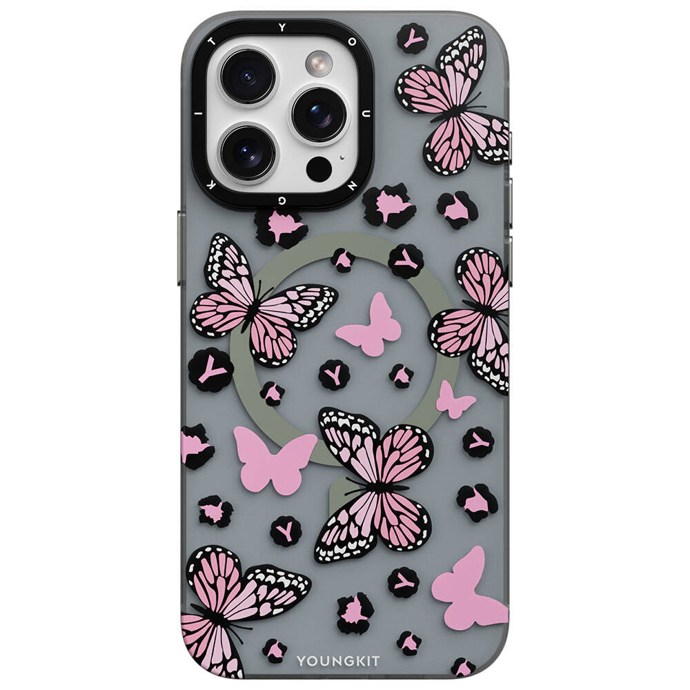 Youngkit Shadow Dance Serisi iPhone 15 Pro Max Magsafe Şarj Özellikli Kelebek Desenli Telefon Kılıfı - 2