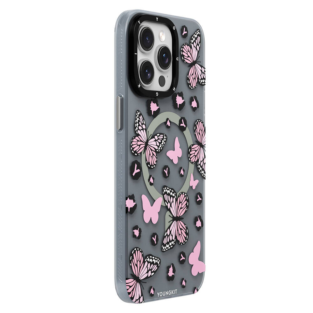 Youngkit Shadow Dance Serisi iPhone 15 Pro Max Magsafe Şarj Özellikli Kelebek Desenli Telefon Kılıfı - 3