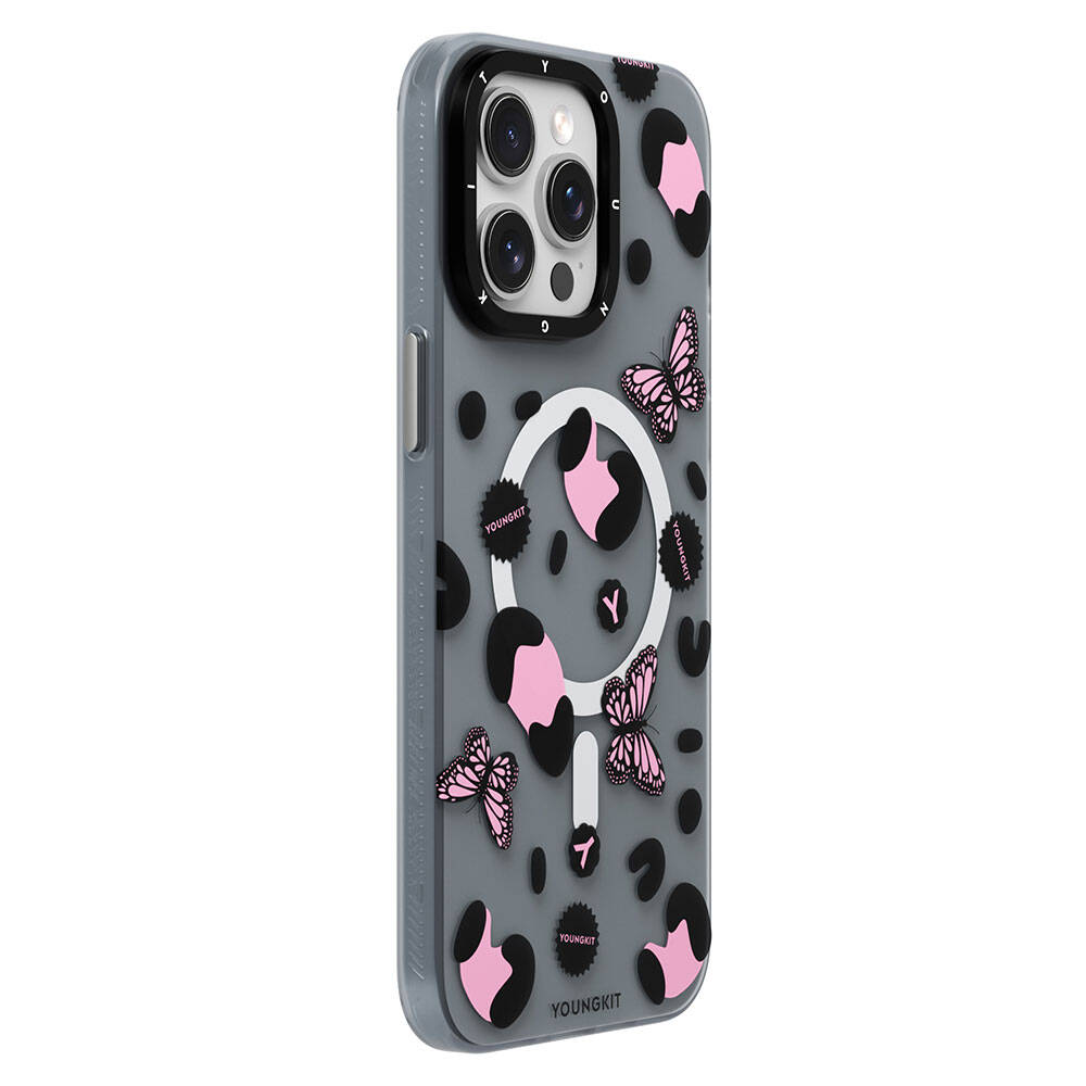 Youngkit Shadow Dance Serisi iPhone 15 Pro Max Magsafe Şarj Özellikli Kelebek Desenli Telefon Kılıfı - 9
