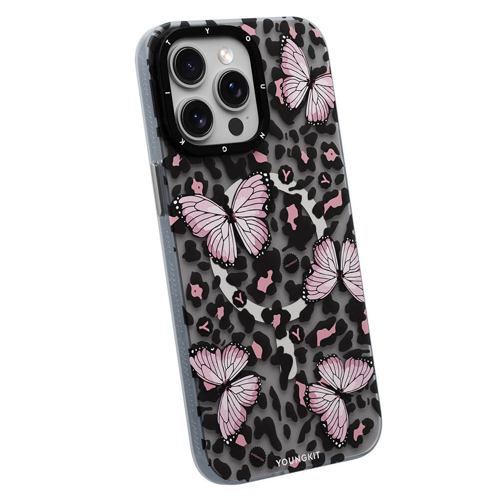 Youngkit Shadow Dance Serisi iPhone 15 Pro Max Magsafe Şarj Özellikli Kelebek Desenli Telefon Kılıfı - 11