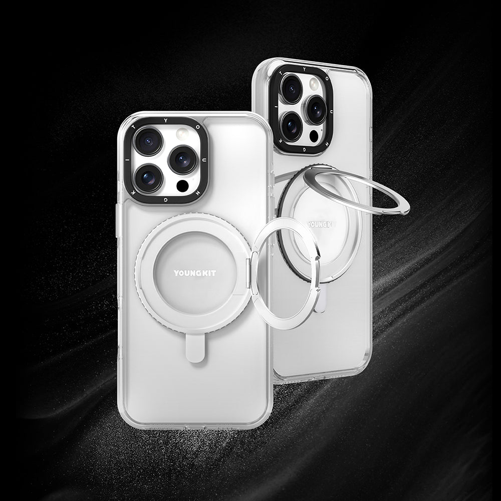 Youngkit Pivot Serisi iPhone 15 Pro Max M-safe Şarj Özellikli Parmak Ring Standlı Kılıf
