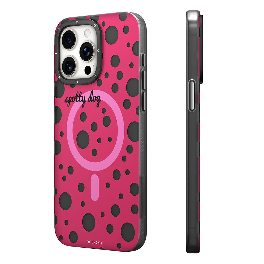 Youngkit Spots Serisi iPhone 15 Pro Max Magsafe Şarj Özellikli Polka Dot Desenli Telefon Kılıfı - 7