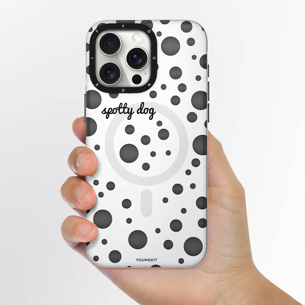 Youngkit Spots Serisi iPhone 15 Pro Max Magsafe Şarj Özellikli Polka Dot Desenli Telefon Kılıfı - 6