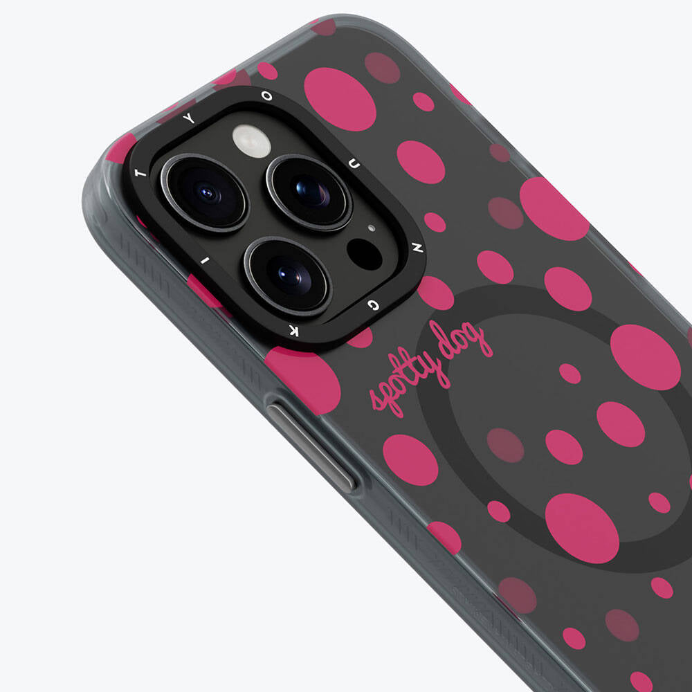 Youngkit Spots Serisi iPhone 15 Pro Max Magsafe Şarj Özellikli Polka Dot Desenli Telefon Kılıfı - 3
