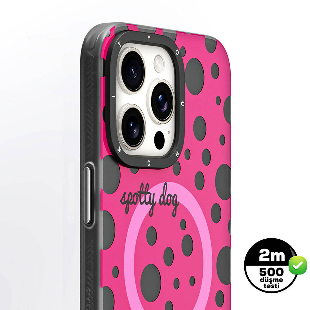Youngkit Spots Serisi iPhone 15 Pro Max Magsafe Şarj Özellikli Polka Dot Desenli Telefon Kılıfı - 10