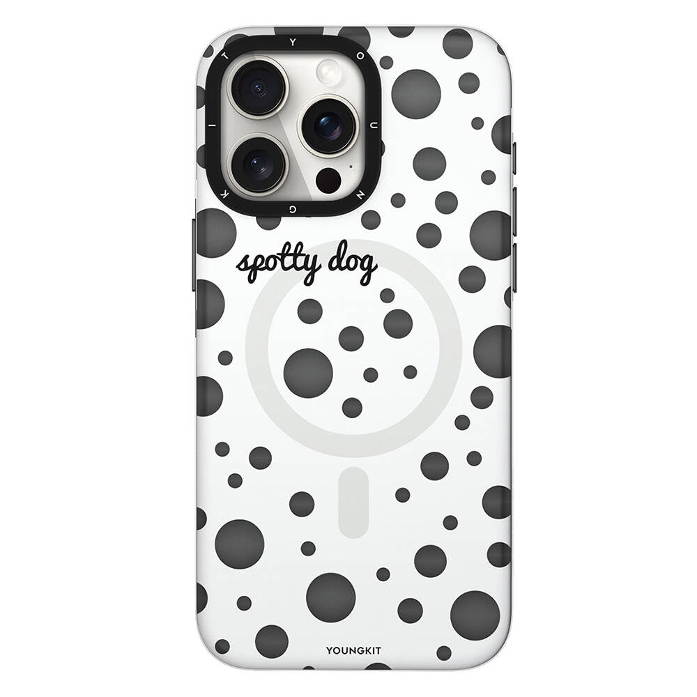 Youngkit Spots Serisi iPhone 15 Pro Max Magsafe Şarj Özellikli Polka Dot Desenli Telefon Kılıfı - 5