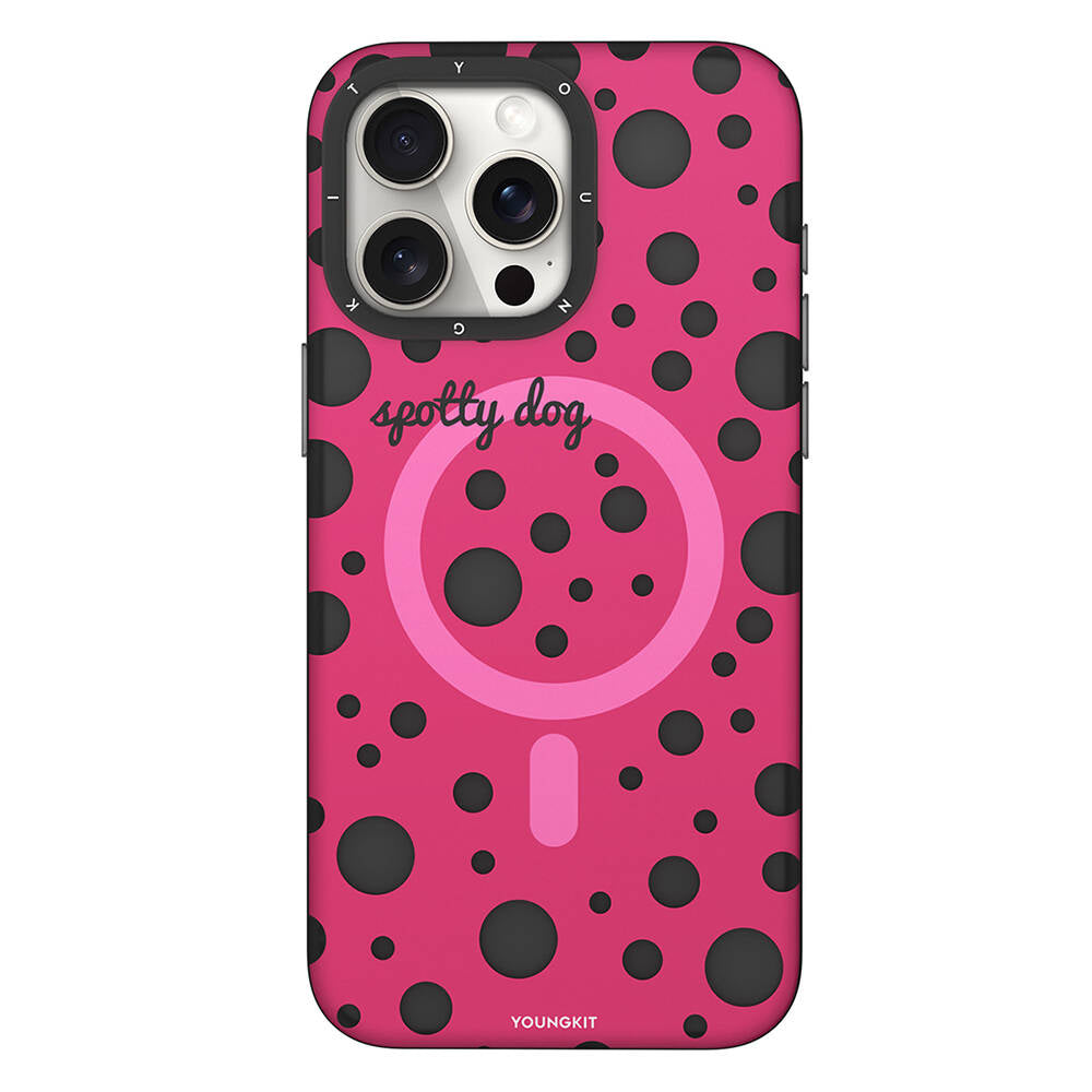 Youngkit Spots Serisi iPhone 15 Pro Max Magsafe Şarj Özellikli Polka Dot Desenli Telefon Kılıfı - 8