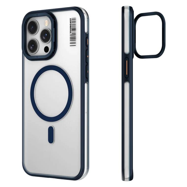 Youngkit Crystal Grid iPhone 15 Pro Max Magsafe Şarj Özellikli Sararma Önleyici Telefon Kılıfı - 8
