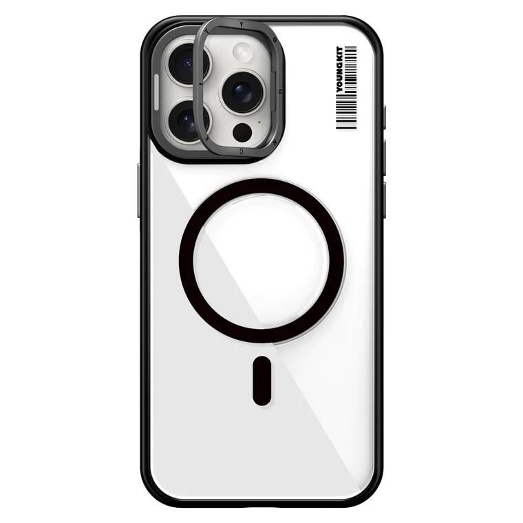 Youngkit Crystal Grid iPhone 15 Pro Max Magsafe Şarj Özellikli Sararma Önleyici Telefon Kılıfı - 2