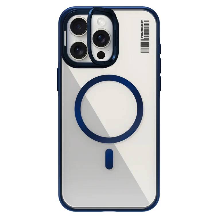 Youngkit Crystal Grid iPhone 15 Pro Max Magsafe Şarj Özellikli Sararma Önleyici Telefon Kılıfı - 6