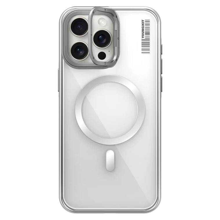 Youngkit Crystal Grid iPhone 15 Pro Max Magsafe Şarj Özellikli Sararma Önleyici Telefon Kılıfı - 4