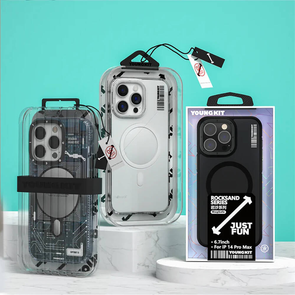 Youngkit Crystal Grid iPhone 15 Pro Max Magsafe Şarj Özellikli Sararma Önleyici Telefon Kılıfı - 10