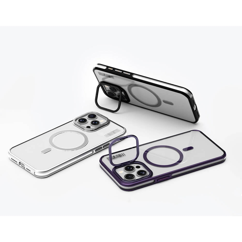 Youngkit Crystal Grid iPhone 15 Pro Max Magsafe Şarj Özellikli Sararma Önleyici Telefon Kılıfı - 9