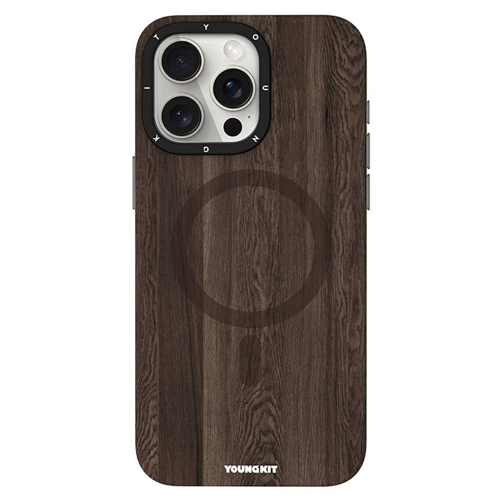 Youngkit Wood Forest Serisi iPhone 15 Pro Max Magsafe Şarj Özellikli Sararmaya Dayanıklı Telefon Kılıfı - 10