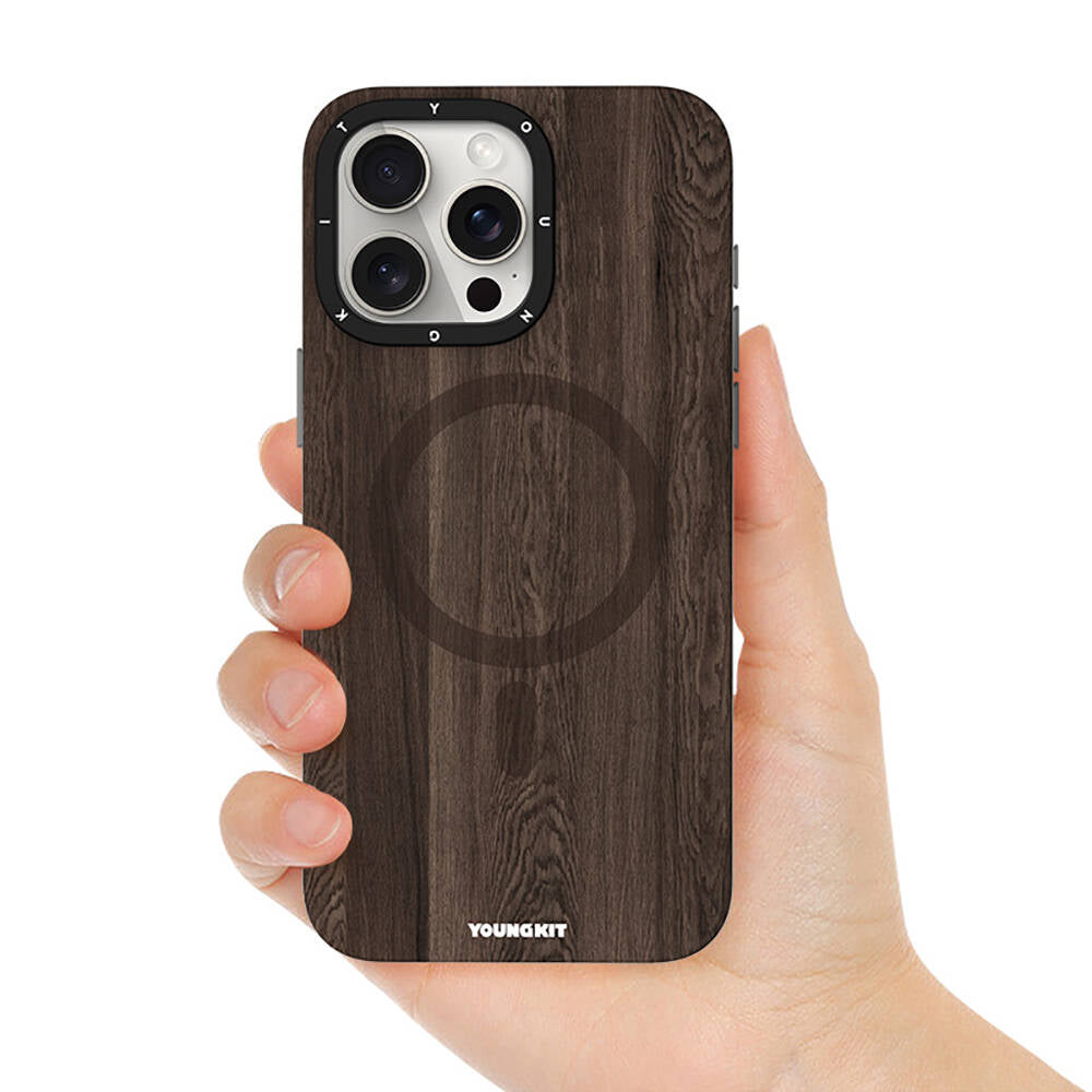Youngkit Wood Forest Serisi iPhone 15 Pro Max Magsafe Şarj Özellikli Sararmaya Dayanıklı Telefon Kılıfı - 11