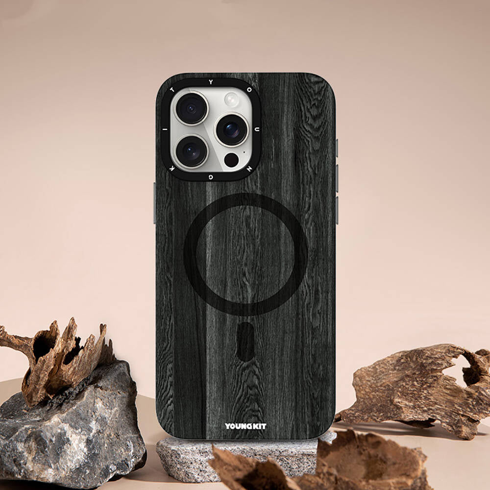 Youngkit Wood Forest Serisi iPhone 15 Pro Max Magsafe Şarj Özellikli Sararmaya Dayanıklı Telefon Kılıfı - 16