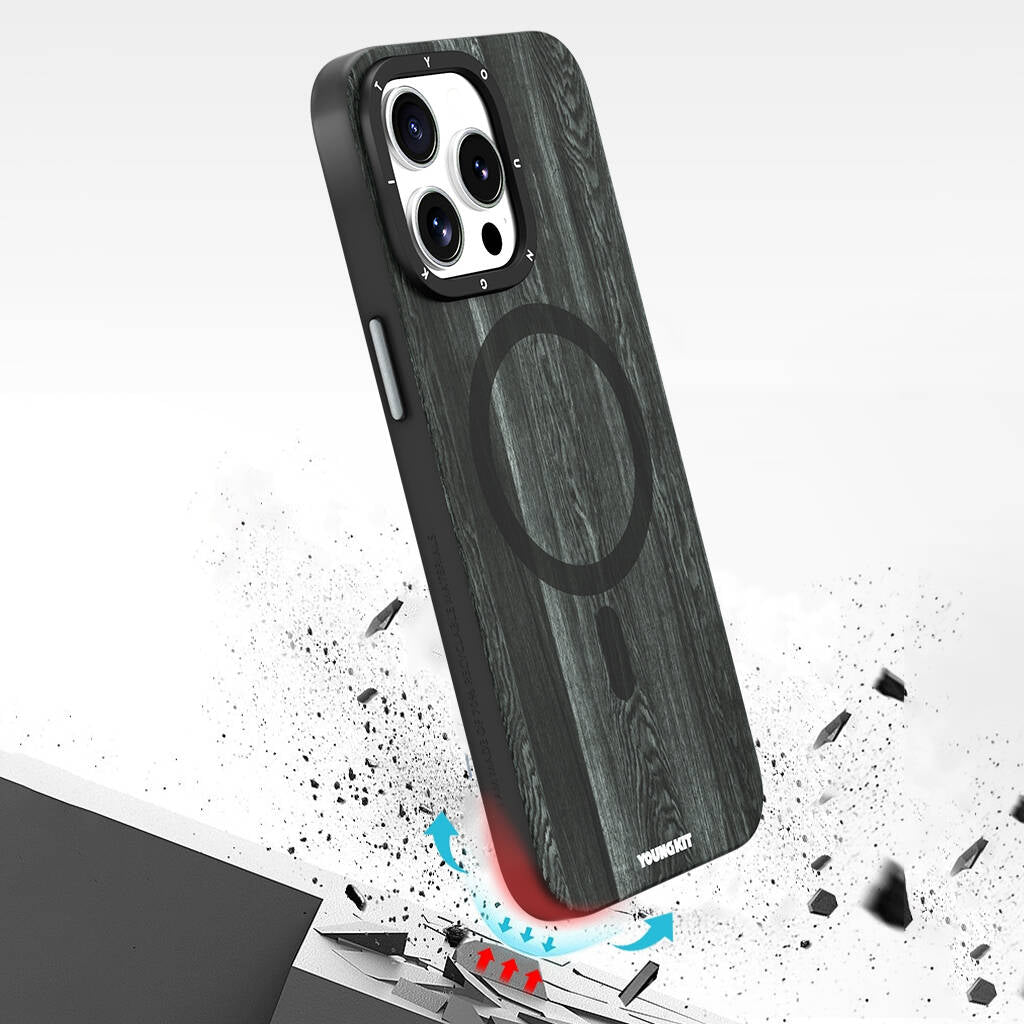 Youngkit Wood Forest Serisi iPhone 15 Pro Max Magsafe Şarj Özellikli Sararmaya Dayanıklı Telefon Kılıfı - 4