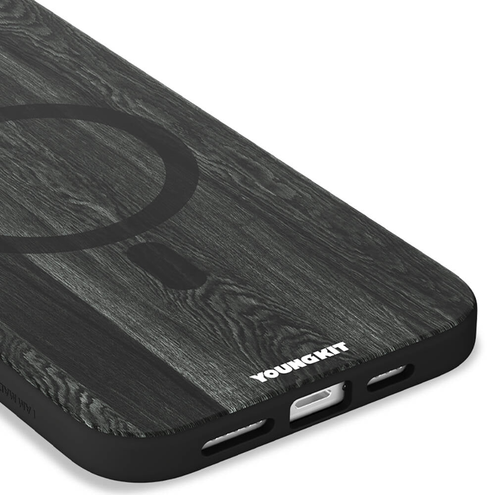 Youngkit Wood Forest Serisi iPhone 15 Pro Max Magsafe Şarj Özellikli Sararmaya Dayanıklı Telefon Kılıfı - 7