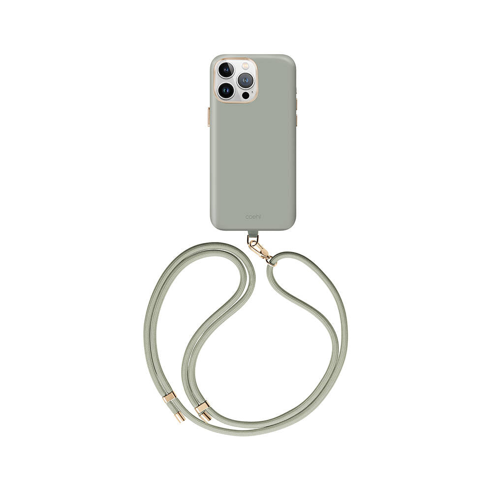 Coehl Creme iPhone 15 Pro Max M-safe Şarj Özellikli Soft Pürüzsüz Yüzey Askı İpli Kılıf