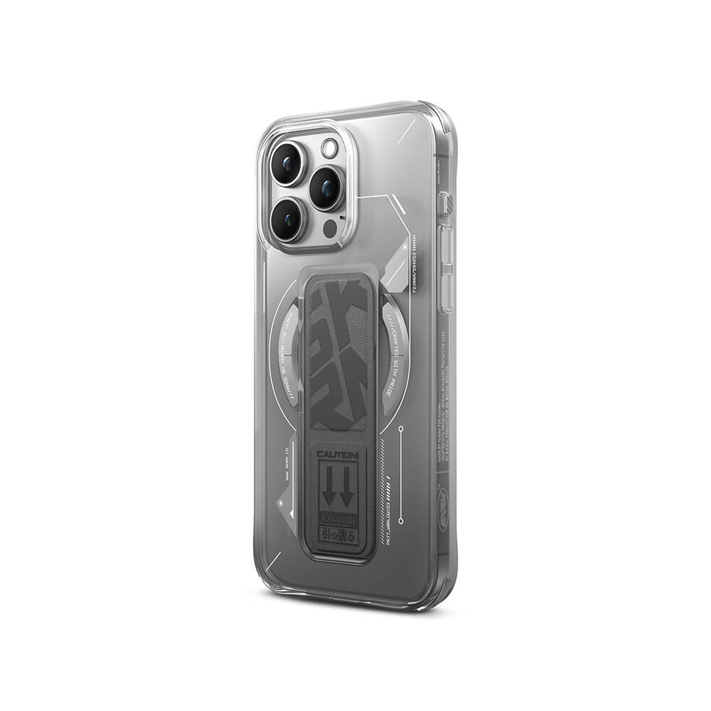 Skinarma Helio iPhone 15 Pro Max M-safe Şarj Özellikli Teknoloji Desenli Standlı Kılıf