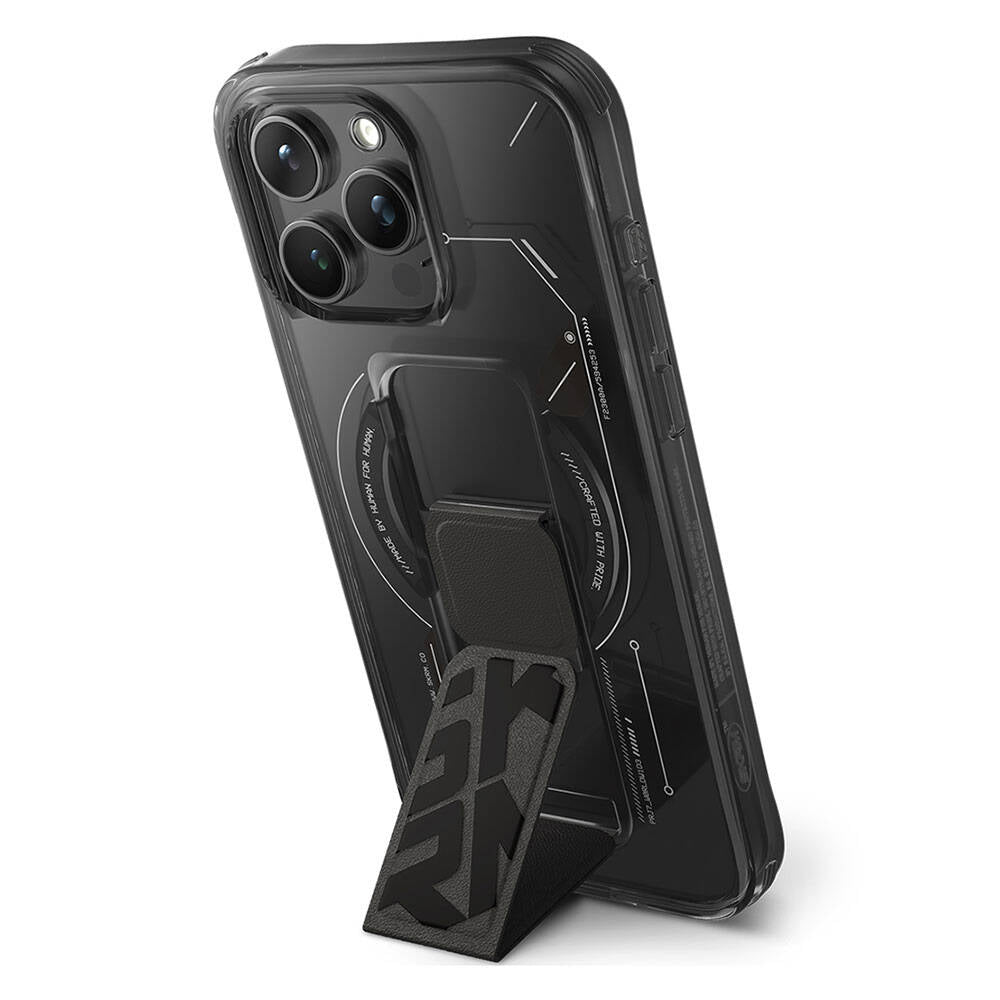 Skinarma Helio iPhone 15 Pro Max M-safe Şarj Özellikli Teknoloji Desenli Standlı Kılıf