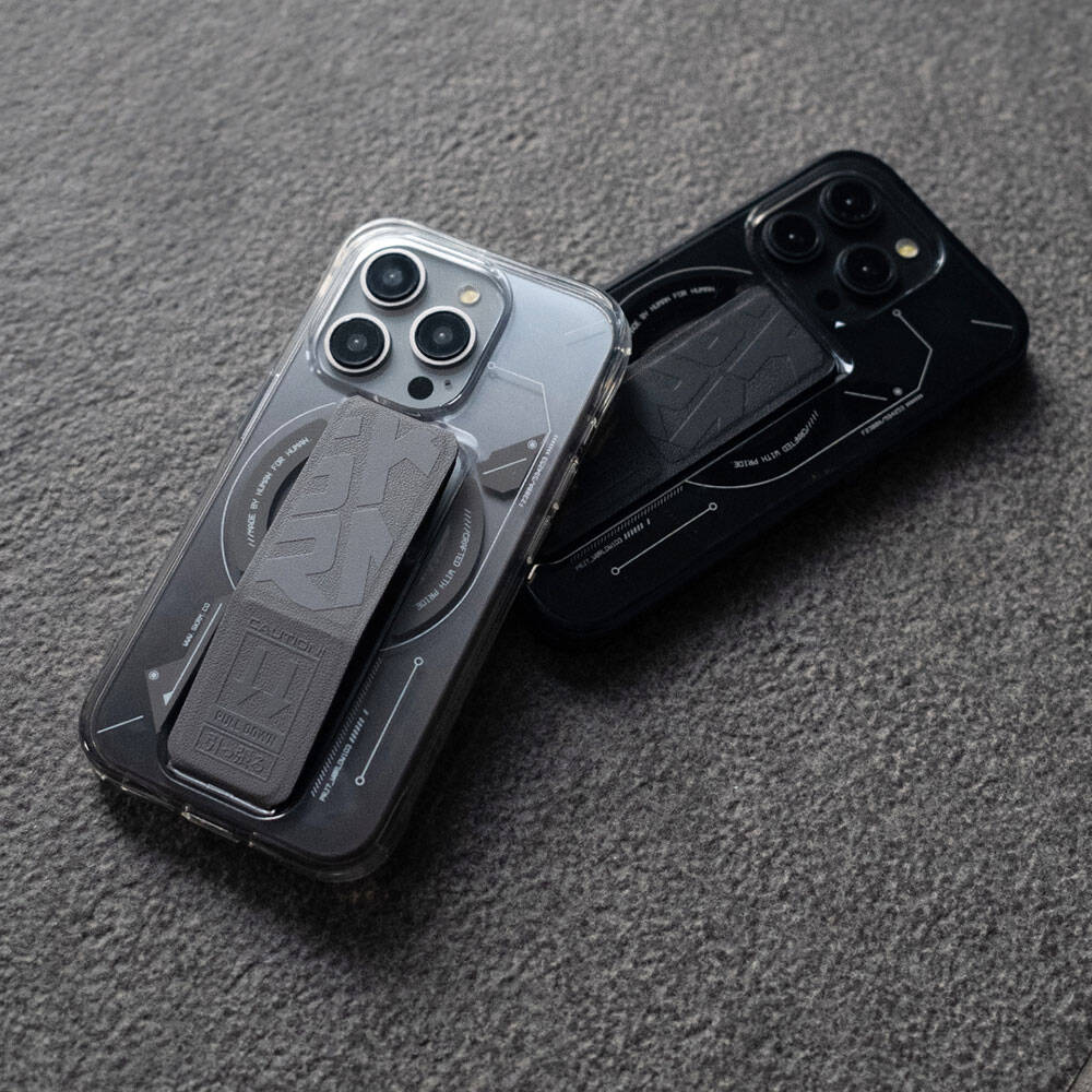 Skinarma Helio iPhone 15 Pro Max M-safe Şarj Özellikli Teknoloji Desenli Standlı Kılıf